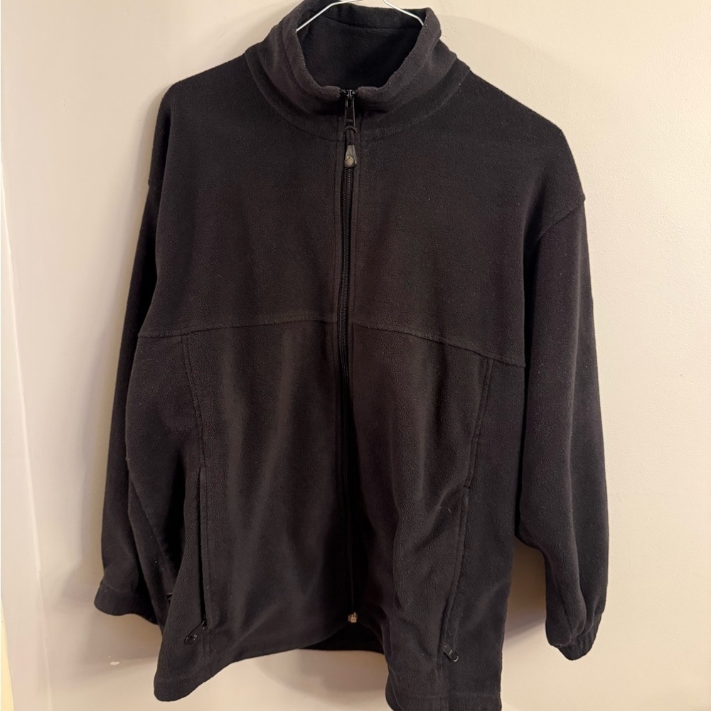 Columbia Fleece Jacket Mens Large Black Full Zip Lightweight Outdoor Pullover